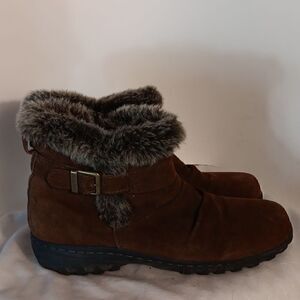 Khombu Brown Suede Faux Fur Lined Boots